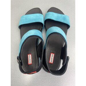 Hunter Original Leather Sandals Suede Sport Sky Blue Size 9